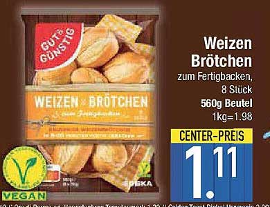 Weizen Brötchen zum Fertigbacken, 8 Stück, 560g Beutel