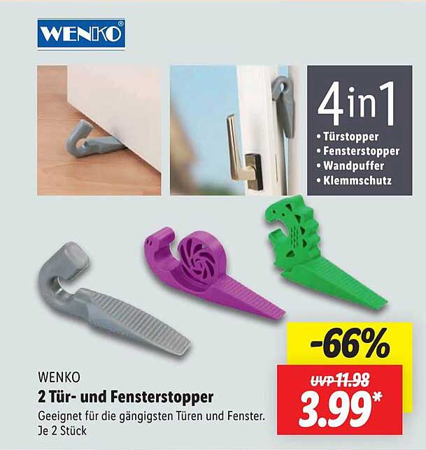 WENKO 2 Tür- und Fensterstopper - 4in1