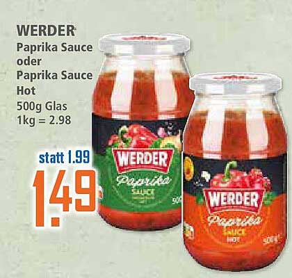 WERDER Paprika Sauce oder Paprika Sauce Hot 500g