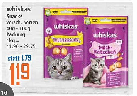 whiskas Snacks verschiedene Sorten 40g - 100g Packung