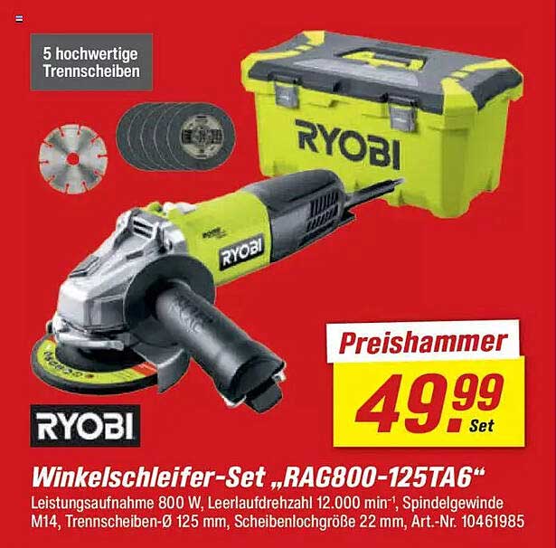 Winkelschleifer-Set „RAG800-125TA6“