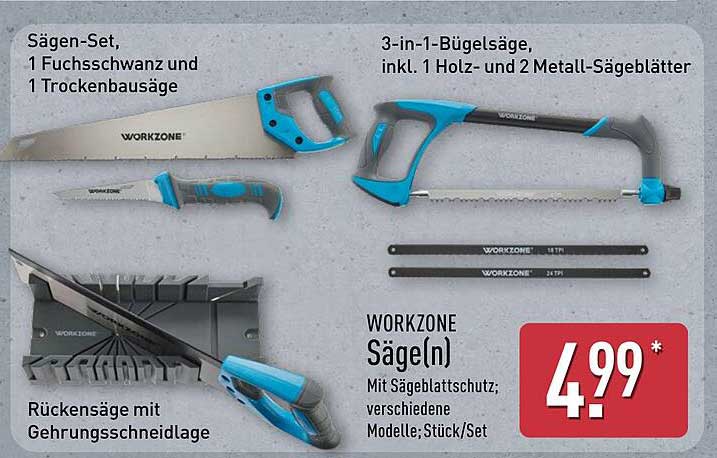 WORKZONE Sägen-Set – 1 Fuchsschwanz und 1 Trockenbandsäge