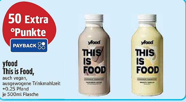 yfood This is Food, auch vegan, ausgewogene Trinkmahlzeit je 500ml Flasche