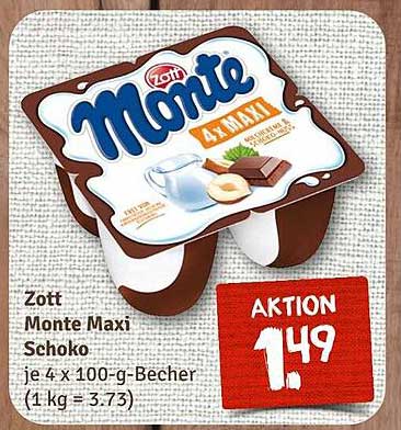 Zott Monte Maxi Schoko 4x100g Becher