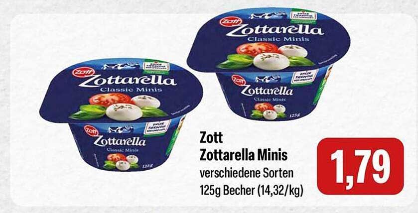 Zott Zottarella Minis verschiedene Sorten 125g Becher