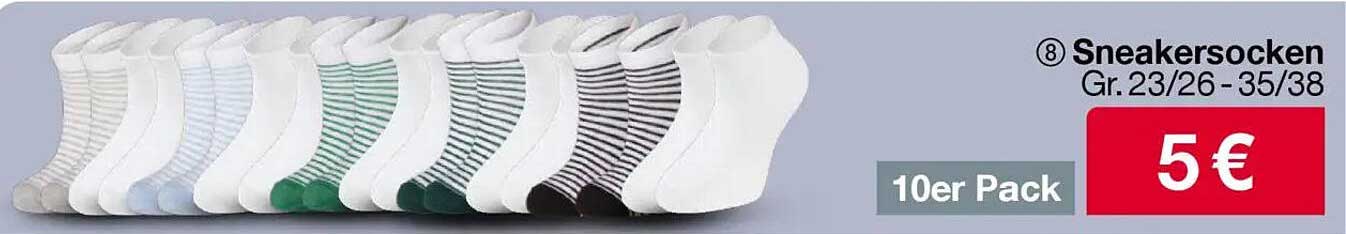 10er Pack Sneakersocken Gr. 23/26-35/38
