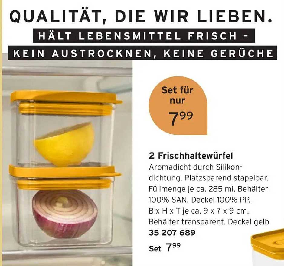 2 Frischhaltewürfel Set – Aromadicht und platzsparend