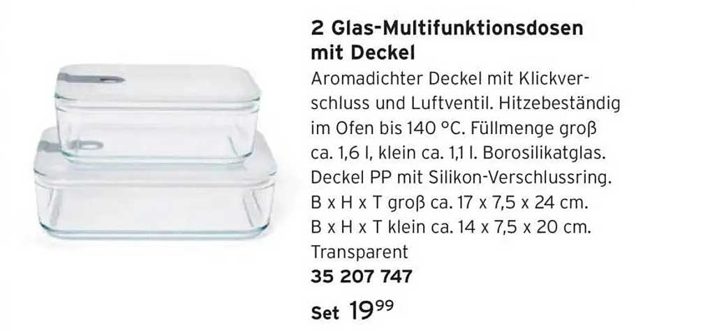 2 Glas-Multifunktionsdosen mit Deckel