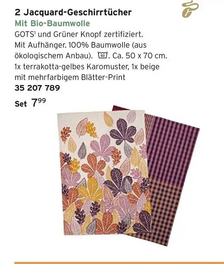 2 Jacquard-Geschirrtücher mit Bio-Baumwolle