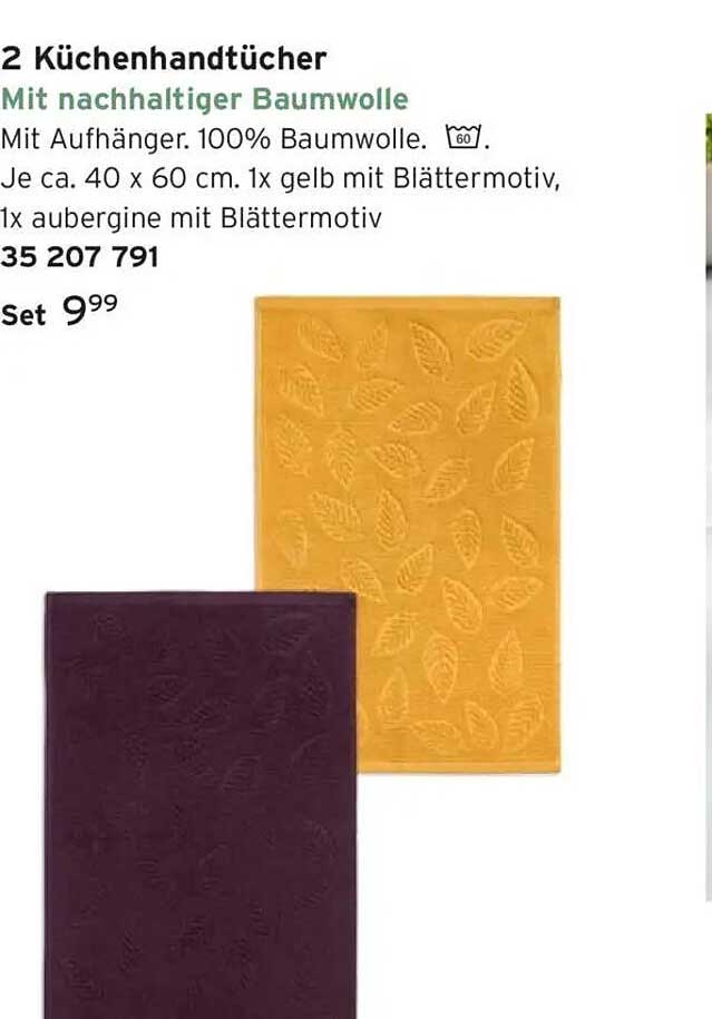2 Küchenhandtücher mit nachhaltiger Baumwolle