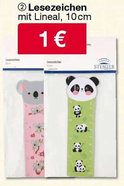 2 Lesezeichen mit Lineal, 10 cm