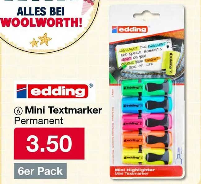 6er Pack Edding Mini Textmarker Permanent