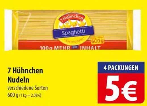 7 Hühnchen Nudeln - verschiedene Sorten
