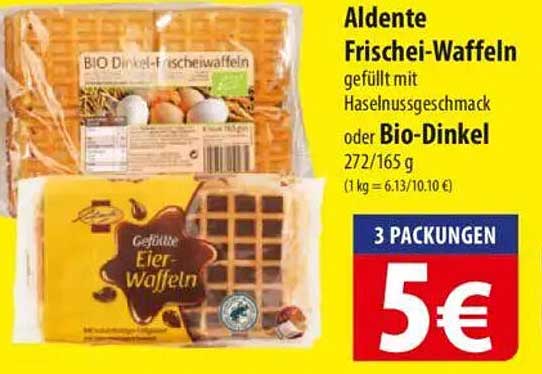 Aldente Frischi-Waffeln gefüllt mit Haselnussgeschmack oder Bio-Dinkel