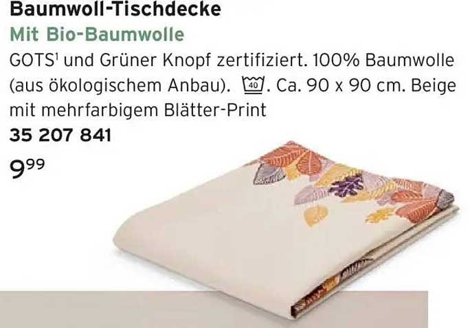 Baumwoll-Tischdecke mit Bio-Baumwolle und mehrfarbigem Blätter-Print