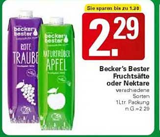 Becker's Bester Fruchtsäfte oder Nektare - verschiedene Sorten 1L