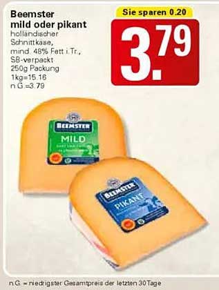 Beemster mild oder pikant - holländischer Schnittkäse
