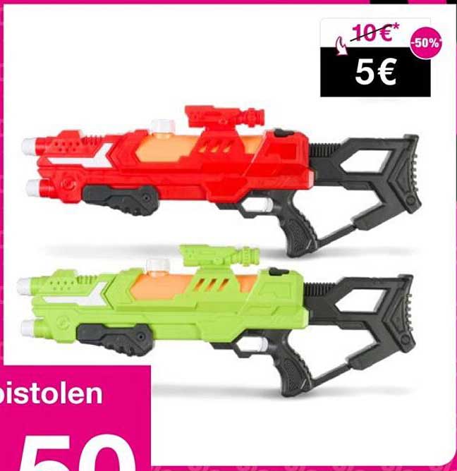 Bunte Wasserpistolen mit 50% Rabatt