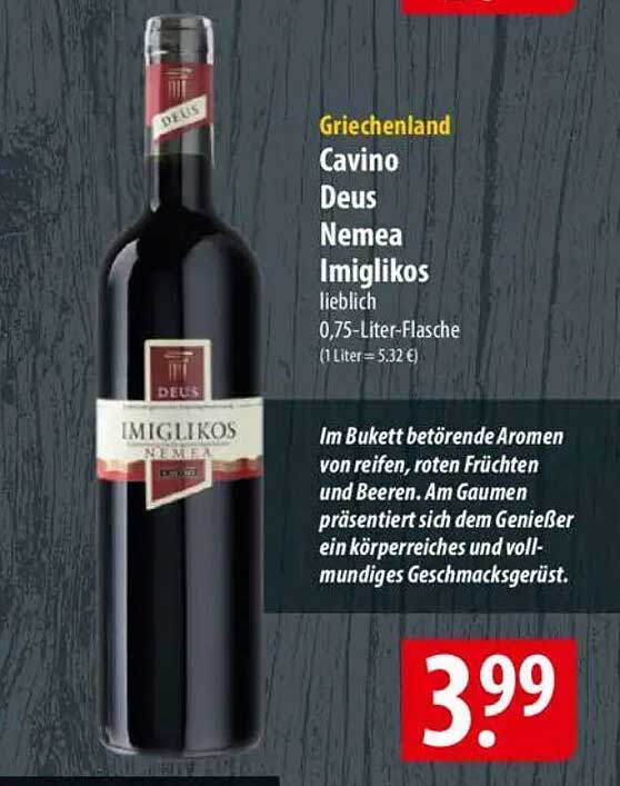 Cavino Deus Nemea Imiglikos - lieblich 0,75-Liter-Flasche