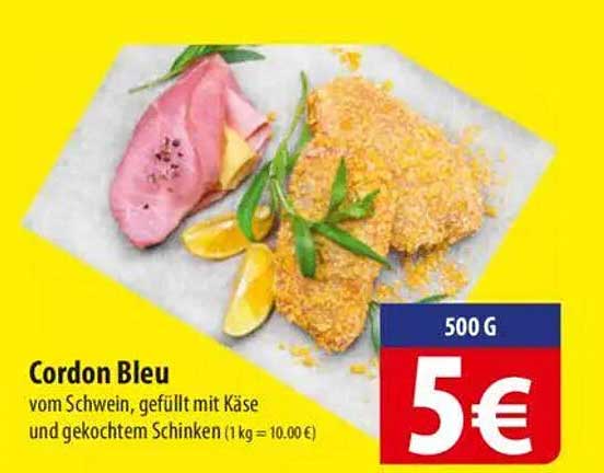 Cordon Bleu vom Schwein, gefüllt mit Käse und gekochtem Schinken