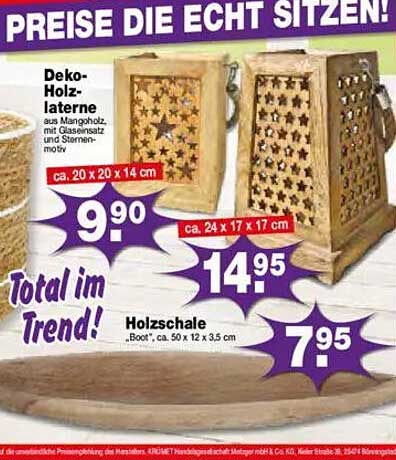 Deko-Holzlaterne aus Mangoholz