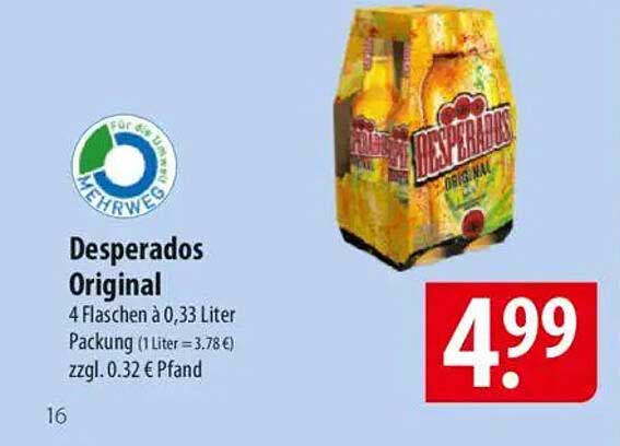 Desperados Original - 4 Flaschen à 0,33 Liter
