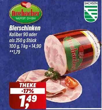 Drehader Bierschinken Kaliber 90 oder als 250 g Stück