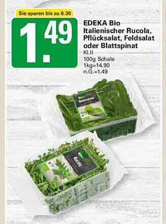 EDEKA Bio Italienischer Rucola, Pflücksalat, Feldsalat oder Blattspinat