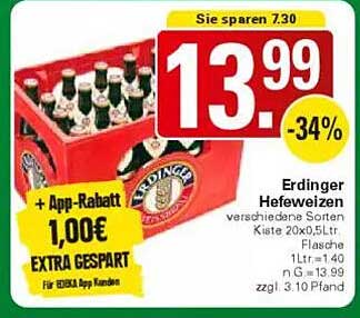 Erdinger Hefeweizen Kiste 20x0,5L