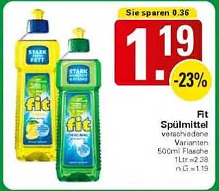 Fit Spülmittel verschiedene Varianten 500ml Flasche
