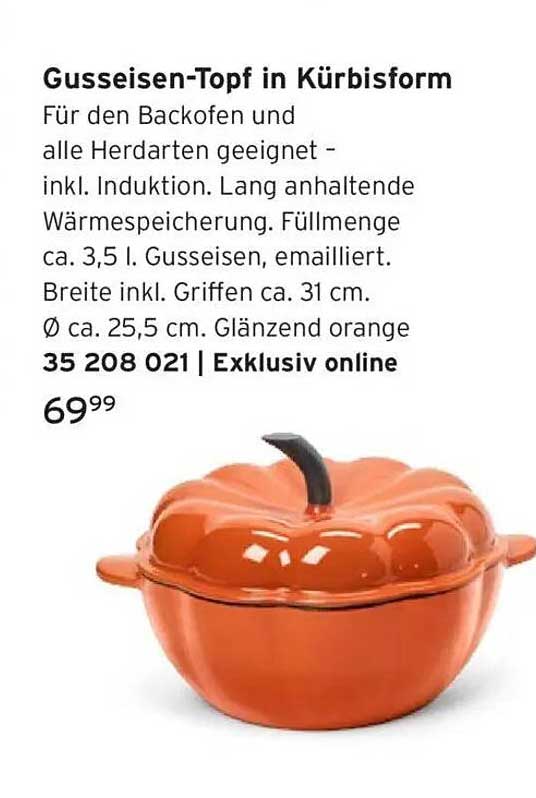 Gusseisen-Topf in Kürbisform