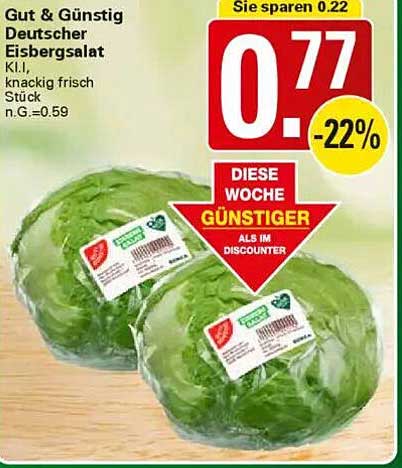 Gut & Günstig Deutscher Eisbergsalat