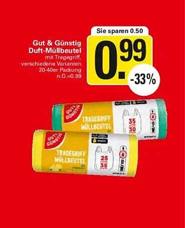 Gut & Günstig Duft-Müllbeutel mit Tragegriff - 20-40er Packung