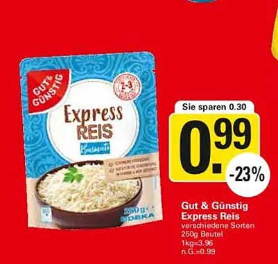 Gut & Günstig Express Reis 250g Beutel