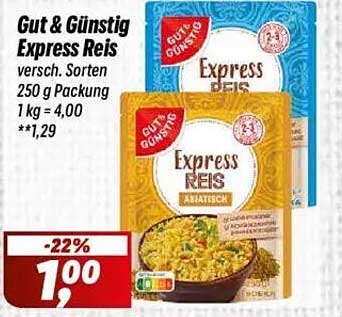 Gut & Günstig Express Reis – verschiedene Sorten