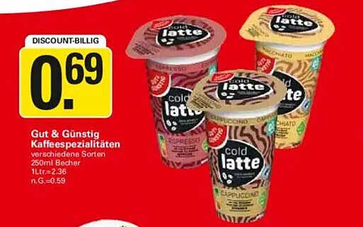 Gut & Günstig Kaffee­spezialitäten 250ml Becher – verschiedene Sorten