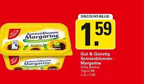 Gut & Günstig Sonnenblumenmargarine 500g Becher
