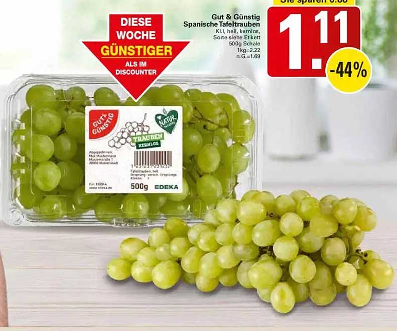 Gut & Günstig Spanische Tafeltrauben 500g