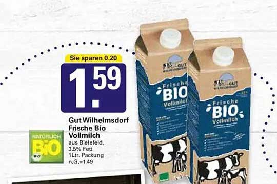 Gut Wilhelmdorf Frische Bio Vollmilch 1L