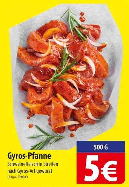 Gyros-Pfanne Schweinefleisch in Streifen nach Gyros-Art gewürzt