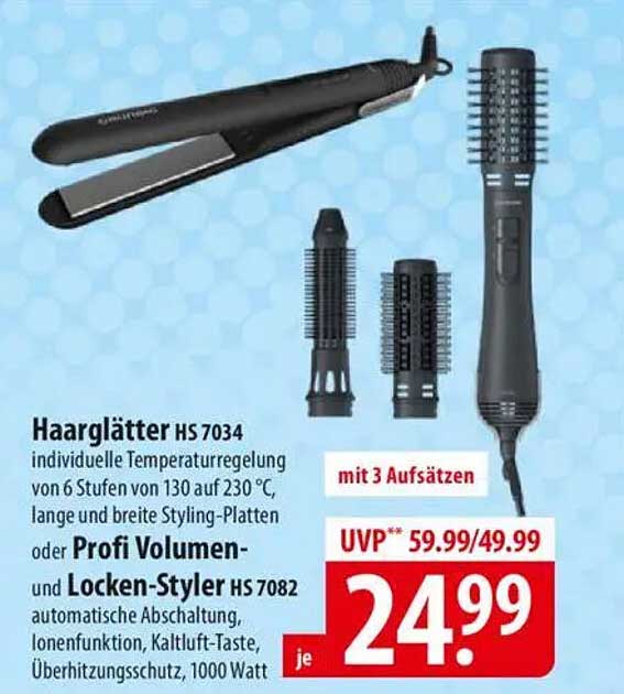 Haarglätter HS 7034 oder Profi Volumen- und Locken-Styler HS 7082