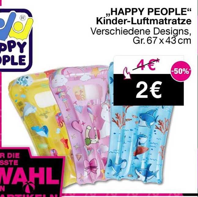 „HAPPY PEOPLE“ Kinder-Luftmatratze, verschiedene Designs, Gr. 67 x 43 cm