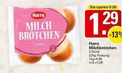 Harry Milchbrötchen 4 Stück 220g Packung