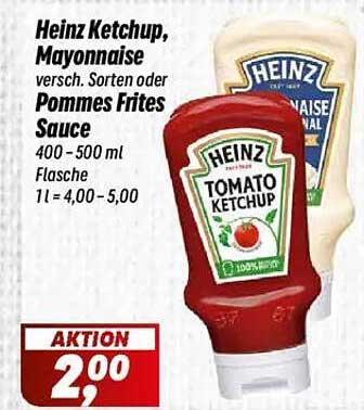 Heinz Ketchup, Mayonnaise verschiedene Sorten oder Pommes Frites Sauce 400-500 ml Flasche