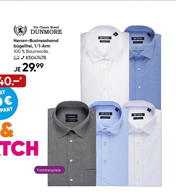 Herren-Businesshemd bügel-frei, 1/1-Arm von Dunmore