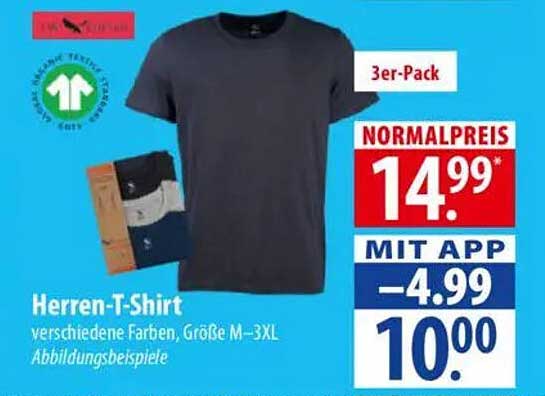 Herren-T-Shirt 3er-Pack - Verschiedene Farben, Größe M–3XL