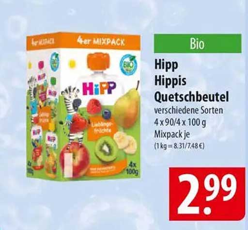 Hipp Hipp Quetschbeutel - 4er Mixpack (verschiedene Sorten)
