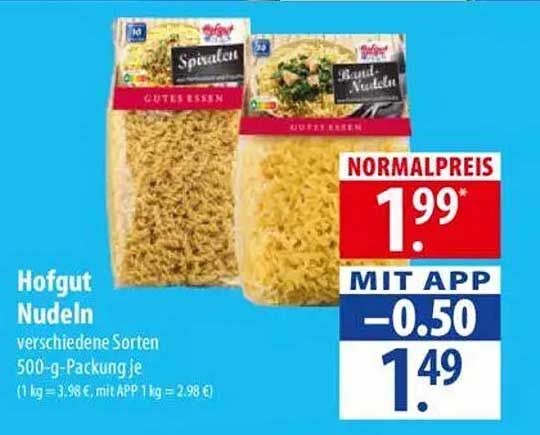 Hofgut Nudeln - verschiedene Sorten 500-g-Packung je