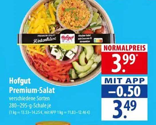 Hofgut Premium-Salat verschiedene Sorten 280–295-g-Schale je