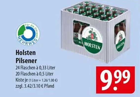 Holsten Pilsener – 24 Flaschen à 0,33 Liter oder 20 Flaschen à 0,5 Liter